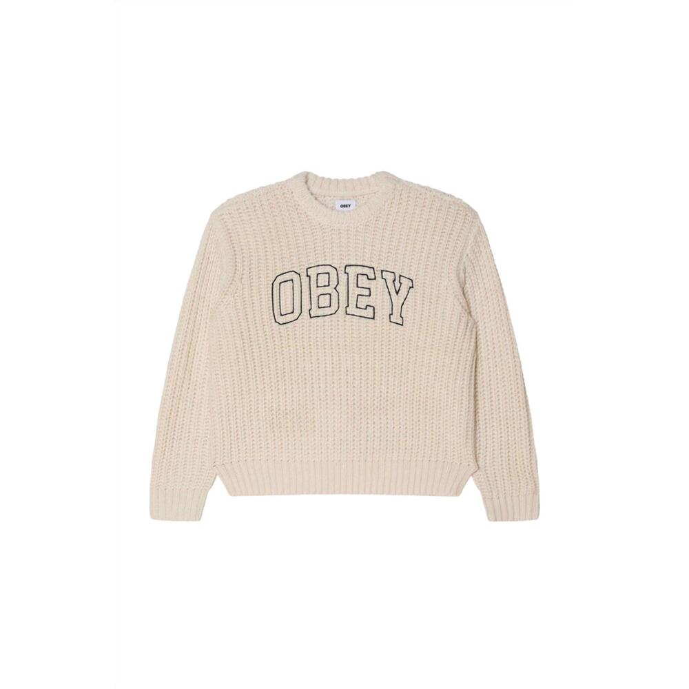 NEW OBEY CLOTHING women's collegiate sweater in whisper white